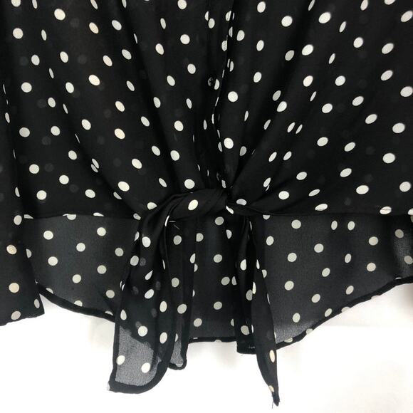 Candie's Womens Top Medium Polka Dot Tie Front Flowy Relaxed Casual Party Event - Picture 4 of 10